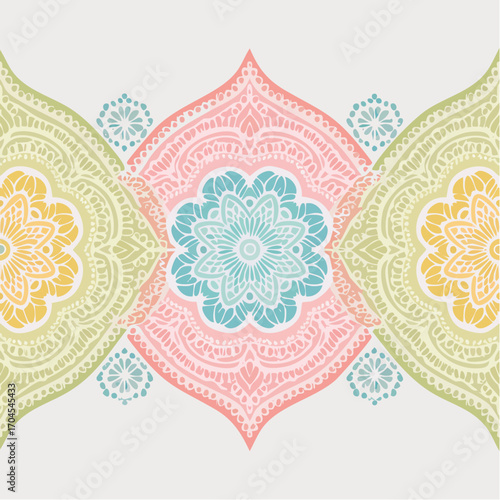 Intricate Pastel Mandala Pattern on White Background