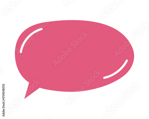 Cute red speech bubble shape in hand drawn style. Dialog balloon, text box, chat cloud, quote frame, message tag, question label isolated on white background. Vector flat illustration.