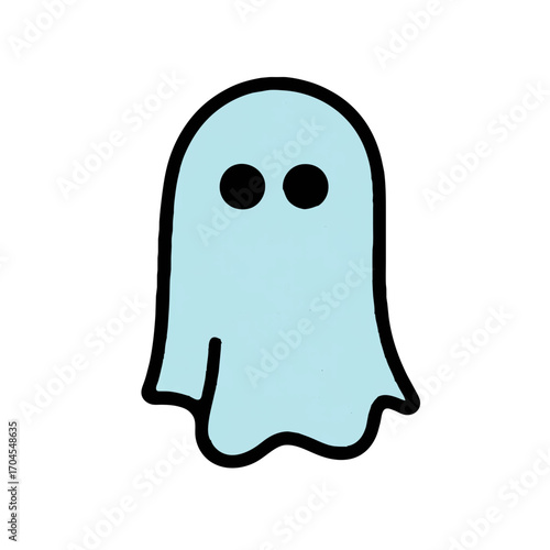 Cute ghost floats gently with wide, innocent eyes

