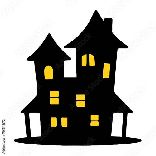 Haunted house glows in the dark on Halloween night

