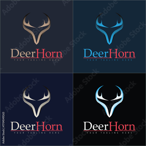 Deer horn luxury logo set template design