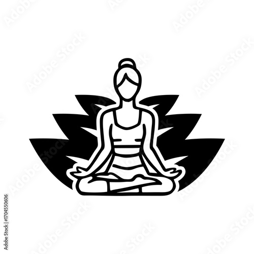 woman doing yoga exercise workout pose for better soul and body, in black and white color, vector illustration design