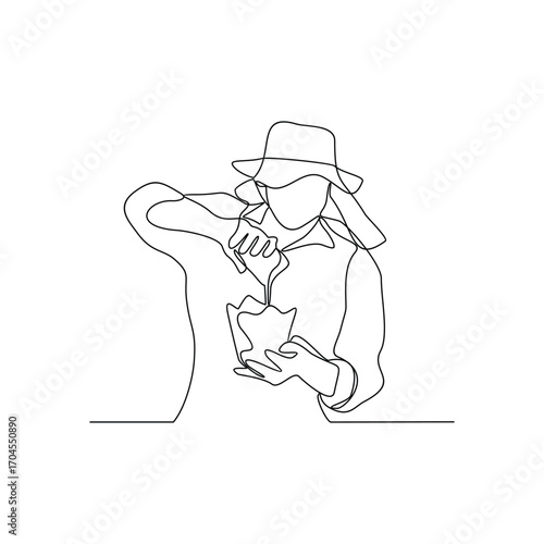 One continuous line drawing of people are eating cakes in the food court area vector illustration.  Food street illustration in linear style vector concept. Great design for food business campaign.