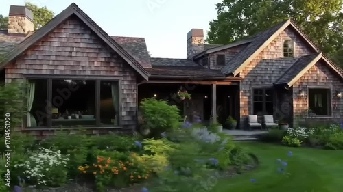 Wallpaper Mural Exterior view of a wooden house with lush landscaping Torontodigital.ca