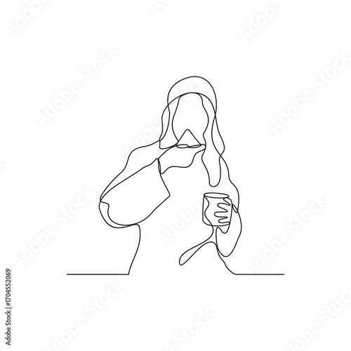 One continuous line drawing of people are eating cakes in the food court area vector illustration.  Food street illustration in linear style vector concept. Great design for food business campaign.