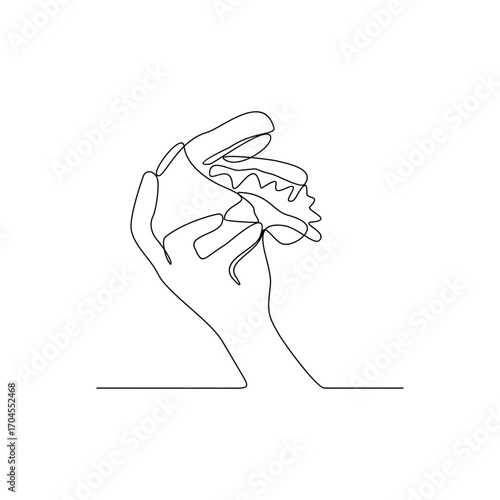 One continuous line drawing of people are eating hotdogs in the food court area vector illustration.  Food street illustration in linear style vector concept. Great design for food business campaign.