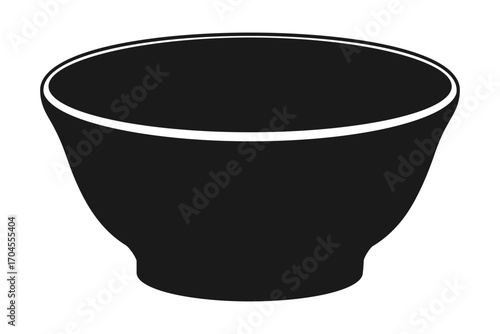 An empty round bowl for serving food in black silhouette vector