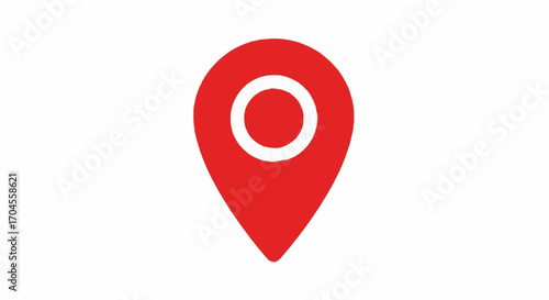 Red location pin icon, a universal digital symbol for precise geographic positioning, navigation, and marking points of interest for maps and applications