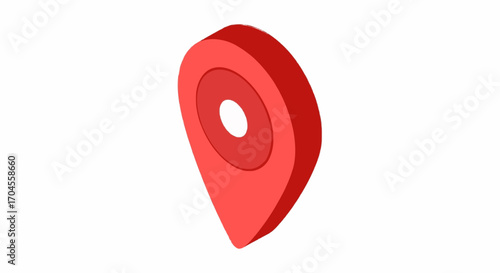 Vivid 3D isometric red location pin icon for digital navigation, mapping applications, and marking precise points of interest in a modern online context