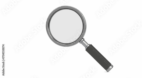 A classic magnifying glass isolated on a white background, representing the concept of search, discovery, and detailed inspection