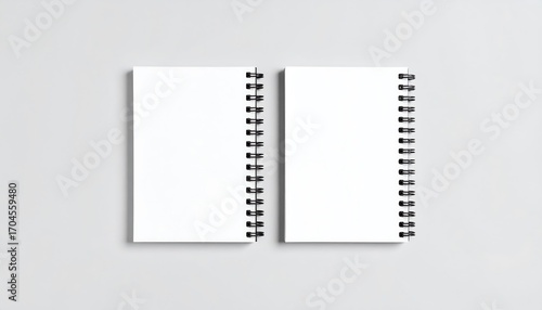 Two blank spiral-bound notebooks