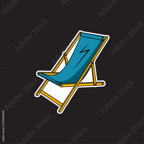 vector illustration of a blue beach chair