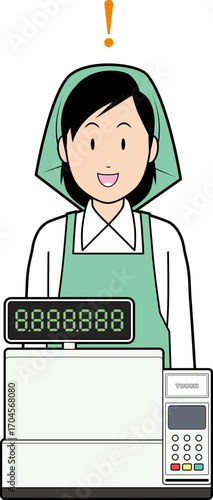 レジスターと女性スーパー店員③