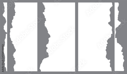 A realistic set of ripped white paper sheets Png isolated on a transparent texture background