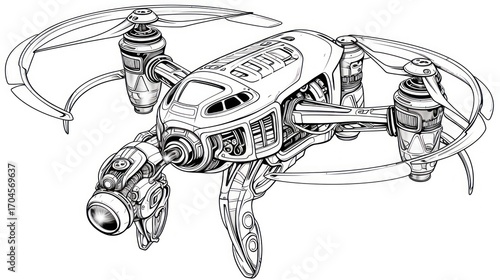 Detailed drone design illustration