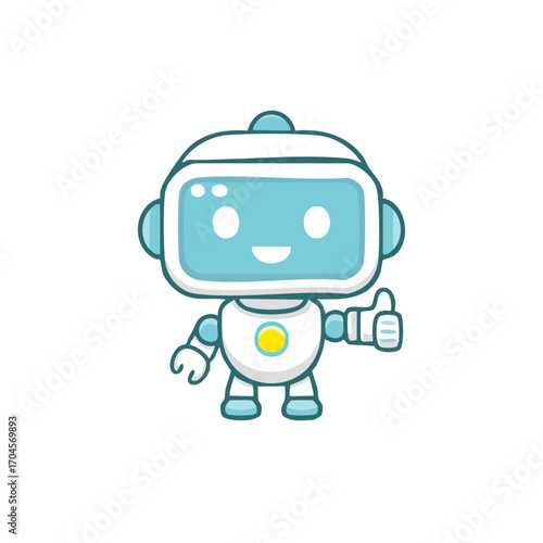 A cheerful robot giving a thumbs-up, representing tech innovation and digital assistance