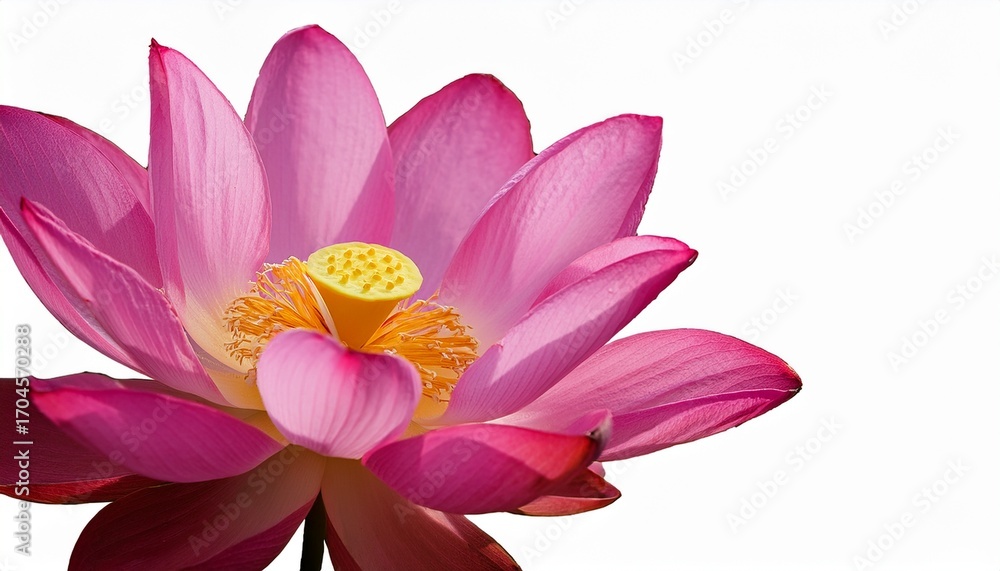Obraz premium Elegant Pink Lotus Flower Blossom Close Up On Transparent Background