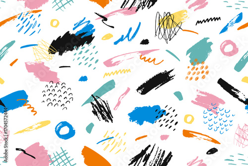 カラフルな手描きの落書き風のシームレスパターン