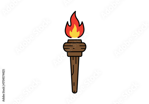 Stylized Torch Icon A Vibrant Symbol of Illumination and Guidance with flames