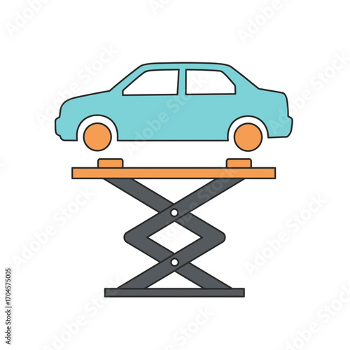 Car Lift Maintenance Automotive Repair Shop Scissor Lift Illustration
