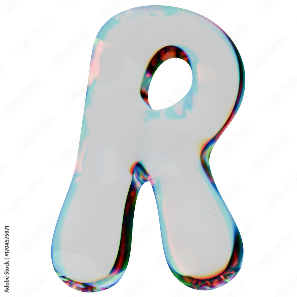 Fototapeta premium 3D Liquid Glass R Icon