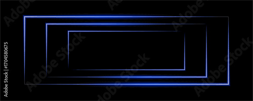 3D rendering of an abstract bright neon frame. Luminous neon line of a rectangular path. Web Background Laser Show