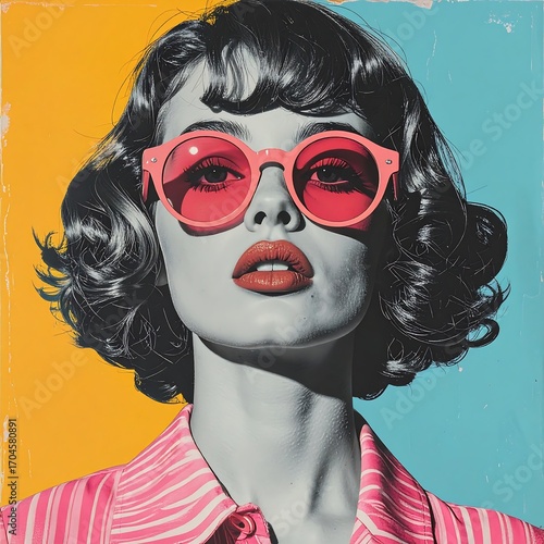Retro woman in vibrant shades
