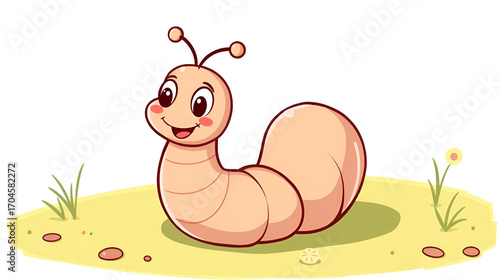 Cute worm cartoon vector illustration