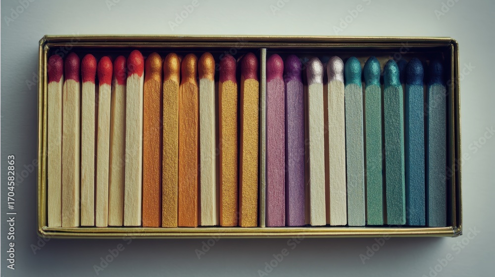 Obraz premium Colorful matches arranged in a box