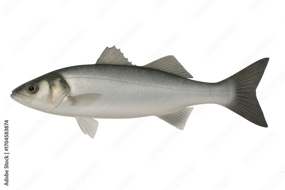 Obraz premium Fresh raw sea bass fish isolated on transparent background for culinary use