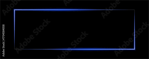3D rendering of an abstract bright neon frame. Luminous neon line of a rectangular path. Web Background Laser Show