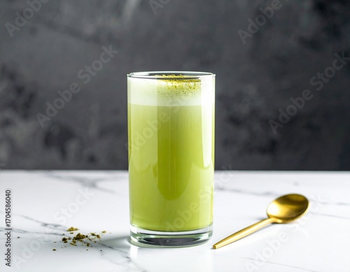 Glass of matcha latte