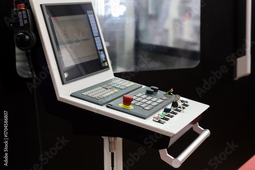 control console of manufacturing CNC machine