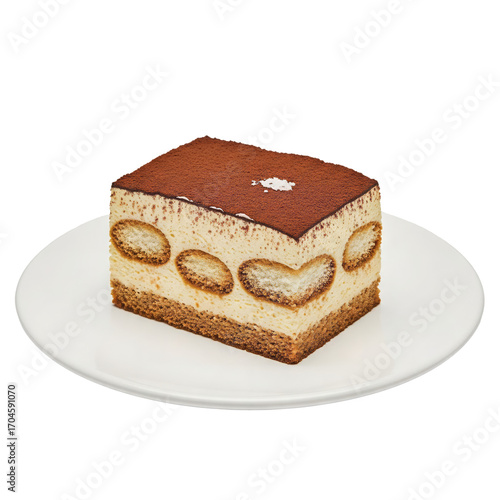 Wallpaper Mural Delicious Tiramisu Dessert On A White Plate PNG cutout transparent background isolate Torontodigital.ca