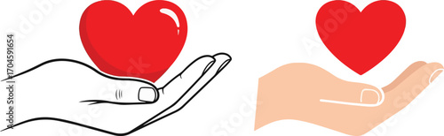 Two Hands Holding Hearts Illustration