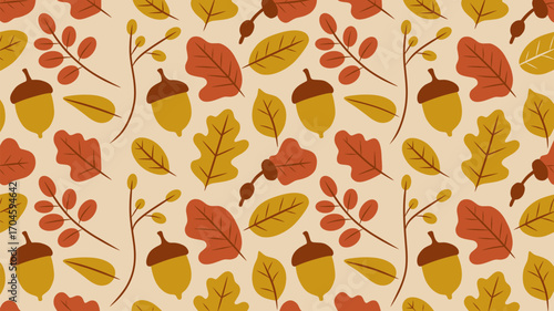 Colorful autumn leaves pile with red orange and yellow maple leaves in flat minimalist vector style isolated on light background