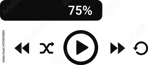 Media Player Interface Showing Playback at 75 Percent