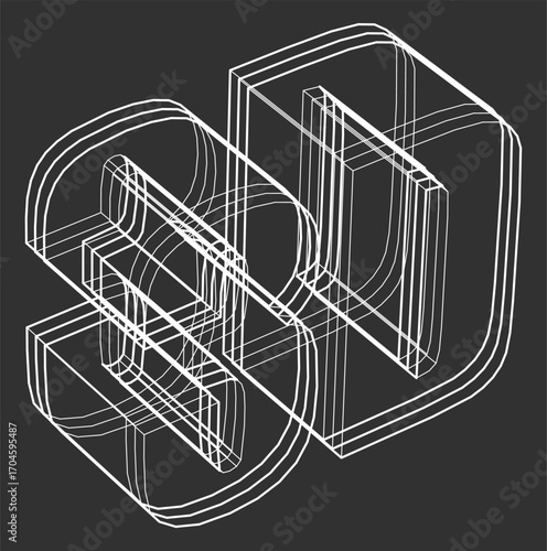 A three-dimensional white wireframe graphic of the number 90 on a dark gray background.