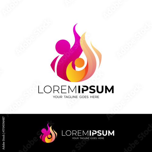 logo of two people coming together and forming a fire