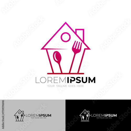 Restaurant logo, cooking utensils logo consisting of a spoon and fork