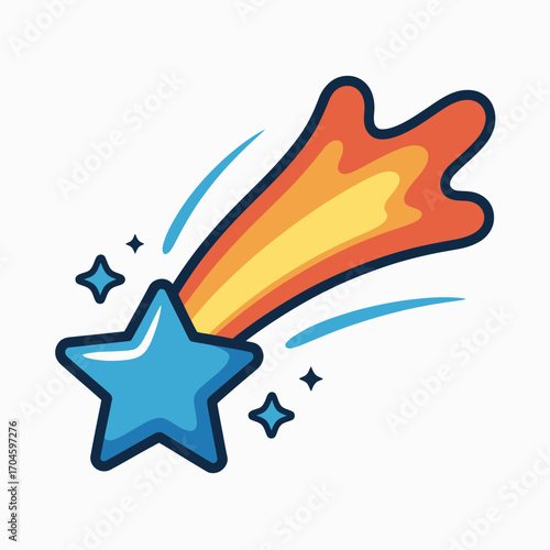 A vibrant illustration of a shooting star streaking across the sky, represented in bright colors, embodying dreams, wishes, and the magic of the night.