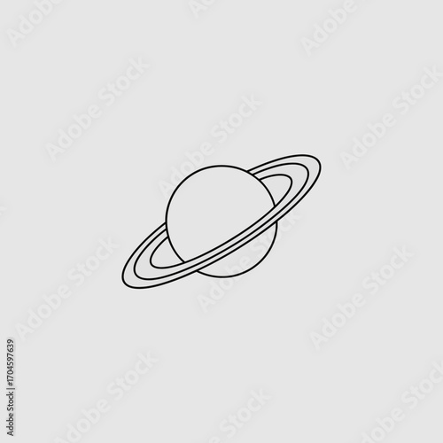This image features a clear outline illustration of Saturn, featuring its iconic rings, making it perfect for educational purposes or astrological themes and designs.