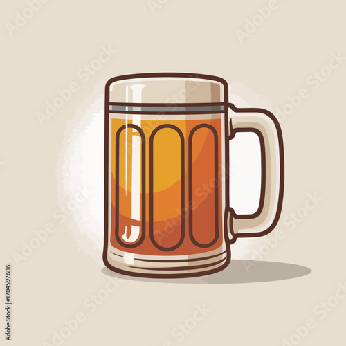 A vibrant classic beer mug illustration showcasing a golden beverage with a glossy finish and detailed reflections, perfect for brewing and beverage related projects.