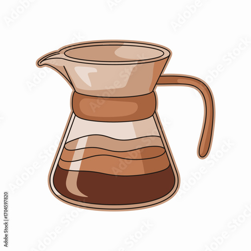 This image showcases a chic coffee pouring jug filled with alternating layers of coffee hues, emphasizing the visually appealing nature of brewed coffee.