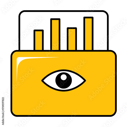 This image features a yellow graphical representation with an eye symbol, portraying data security and monitoring, essential for businesses aiming to protect their digital assets effectively.