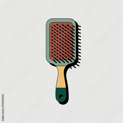 This image features a traditional paddle brush, showcasing its sleek wooden handle and soft bristles, ideal for detangling and styling hair effortlessly.