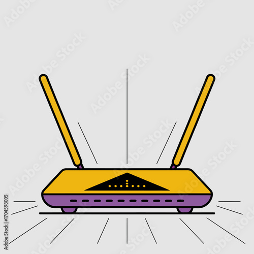 This image depicts a futuristic Wi-Fi router with an eye-catching design and highlighting features like antennas, emphasizing modern technology and connectivity solutions.