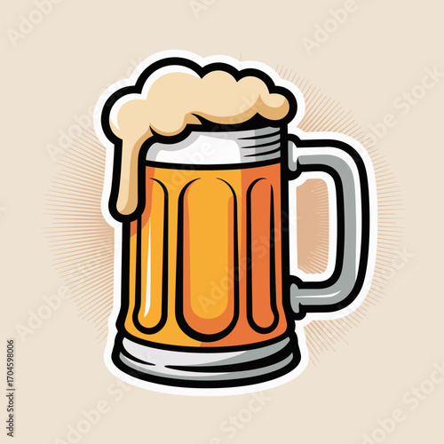 A lively frothy beer mug illustration featuring a bubbly top, perfect for conveying a sense of celebration and enjoyment in beverage-focused content.