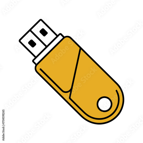An artistic illustration of a yellow USB memory stick, symbolizing data transfer, technology, and the modern digital lifestyle we embrace today.