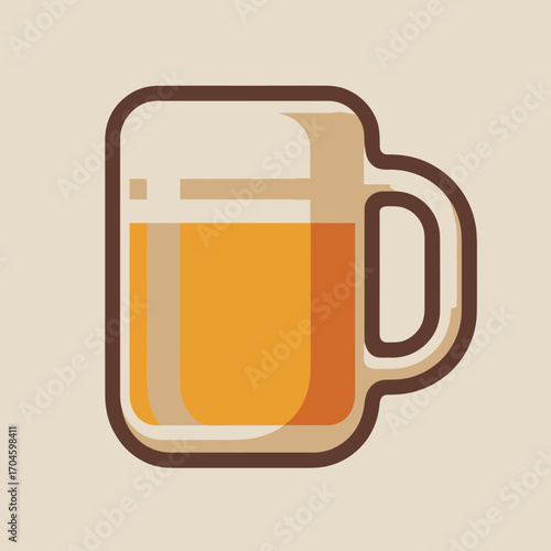 A sleek minimalist beer mug design featuring simple outlines and a light color palette, ideal for modern and clean beverage branding and graphic designs.